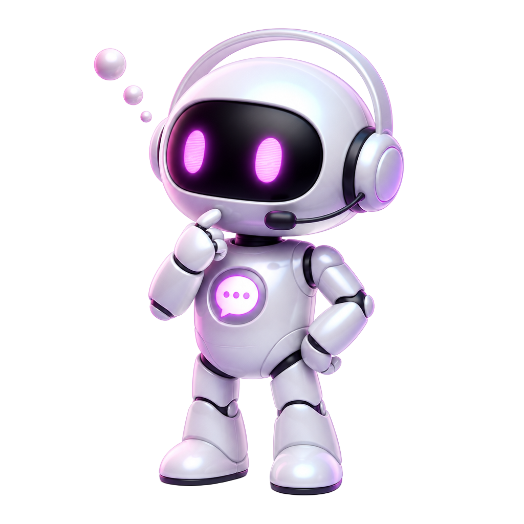 Julia, assistente de atendimento com inteligência artificial, em pose pensativa